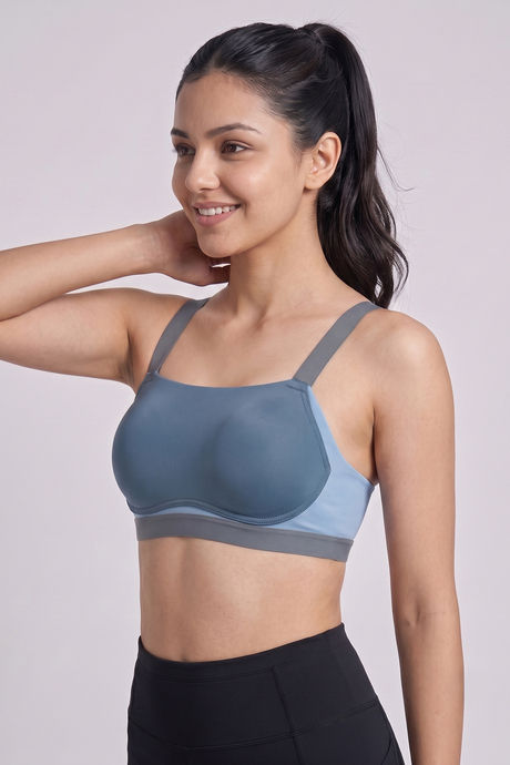 Zelocity Padded High Impact Quick Drying Sports Bra- Indian Teal — image 3